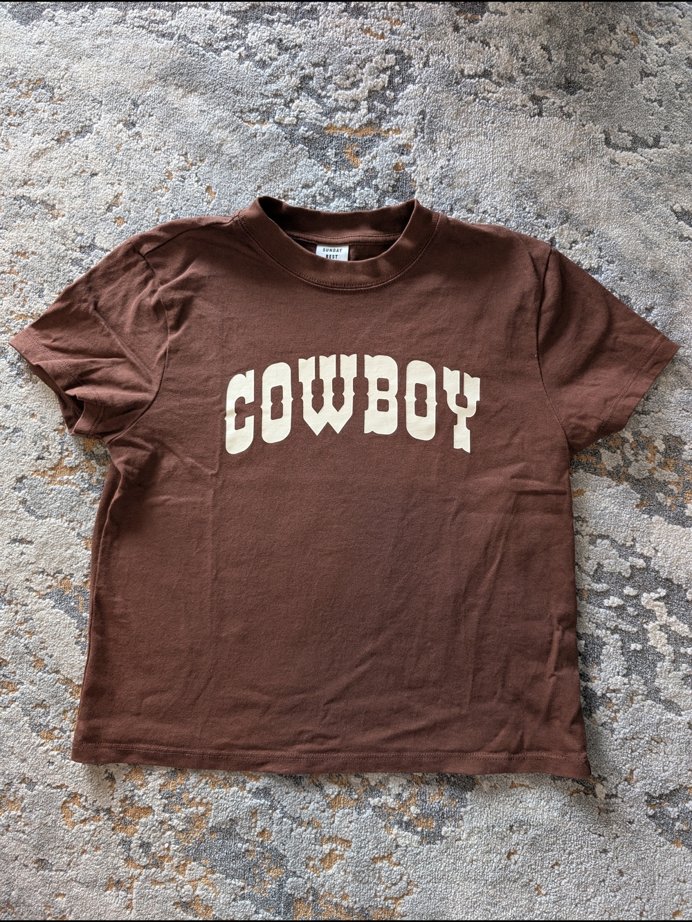 Sunday Best Brown Cropped "COWBOY" Tee